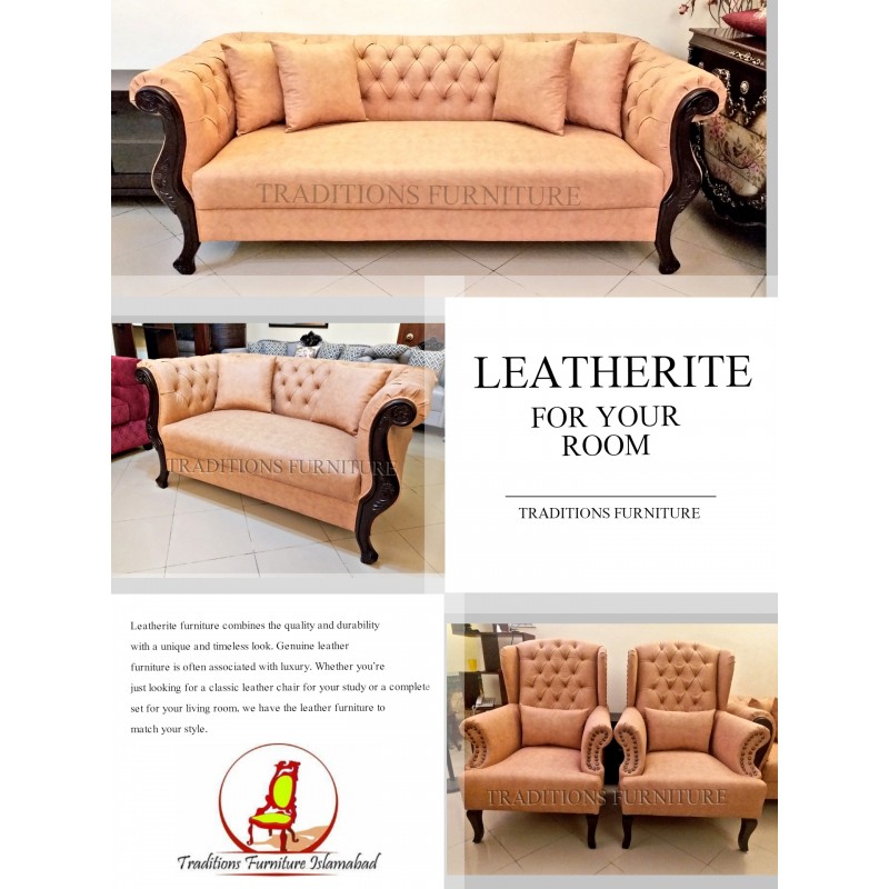 Tufted Leather Sofa Traditions Furniture Islamabad